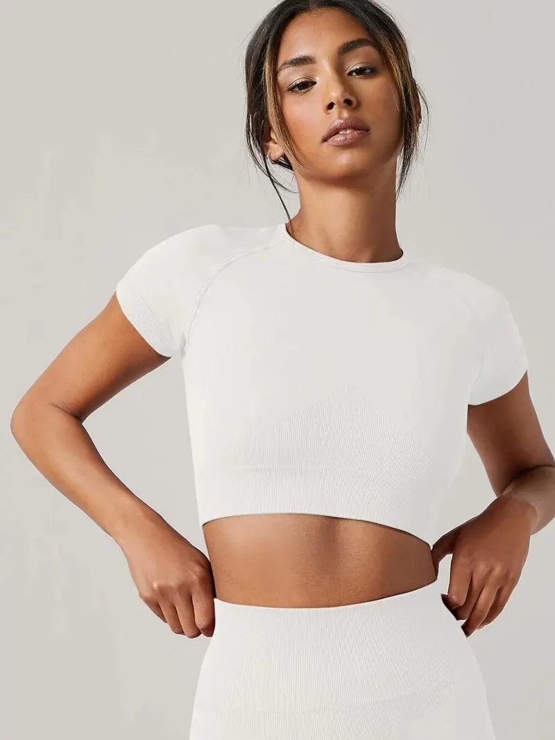 Short Sleeve Fitted Crop Top